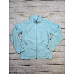 Columbia Sweater‎ Large 14-16 Youth Blue Full Zip Pockets Fleece Mock Neck Girls
